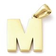 thumbnail image 2 of 10pc Ion Plating(IP) 316L Surgical Stainless Steel Pendants Nickel Free Letter Charm Textured Letter M 16.5x14x1.6mm Hole: 3.5mm, 2 of 3
