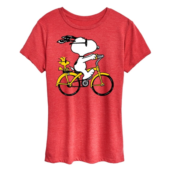 Peanuts - Snoopy and Woodstock Riding Bike - Women's Short Sleeve Graphic T-Shirt