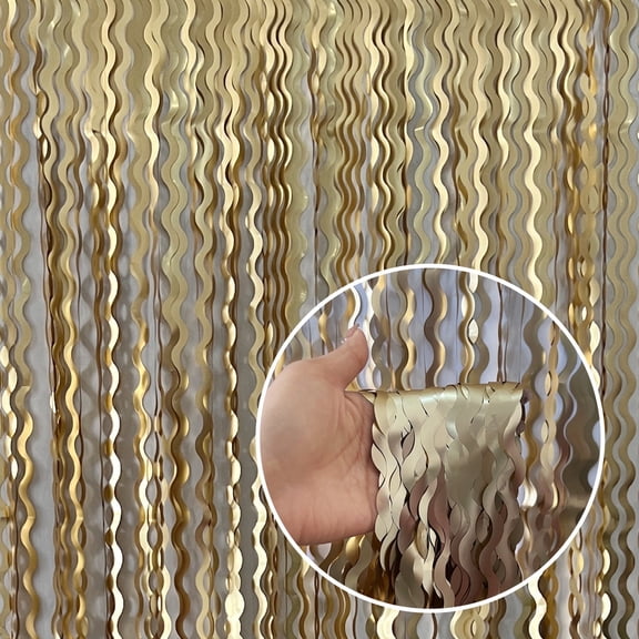 Metallic Tinsel Foil Fringe Curtains Backdrop, 3.3X6.6ft Party Streamers for Birthday & Photo Booth Decor, 4 Pcs