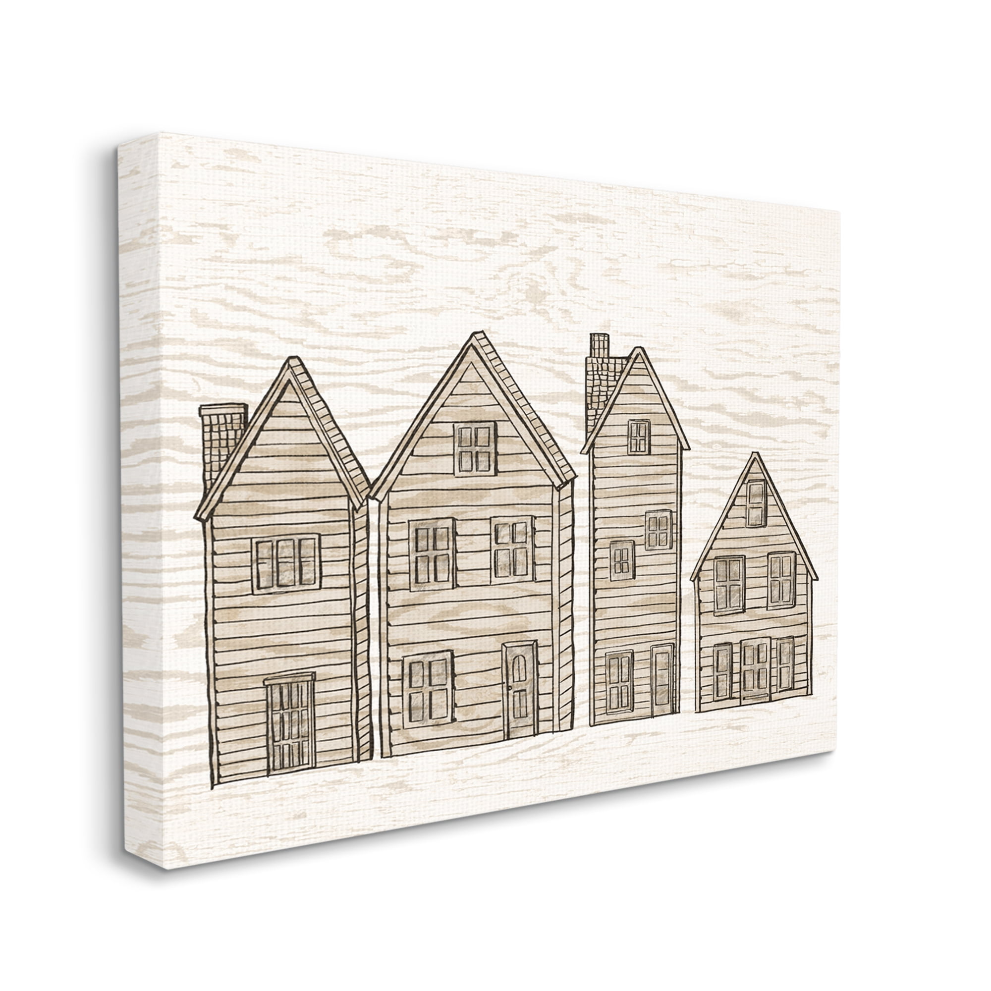 Stupell Industries Varied Neighborhood Houses Art for Kids Painting Gallery Wrapped Canvas Print Wall Art, 40 x 30