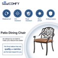 thumbnail image 7 of SOCIALCOMFY 2 Piece Outdoor Bistro Dining Chairs, Cast Aluminum Dining Chair Set, Patio Bistro Chairs with Khaki Cushins for Balcony, Backyard, Garden, 7 of 7