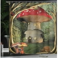 thumbnail image 4 of Ambesonne Colorful Shower Curtain, Mushroom Magic Forest, 69"Wx70"L, Red Pale Coffee Green, 4 of 5