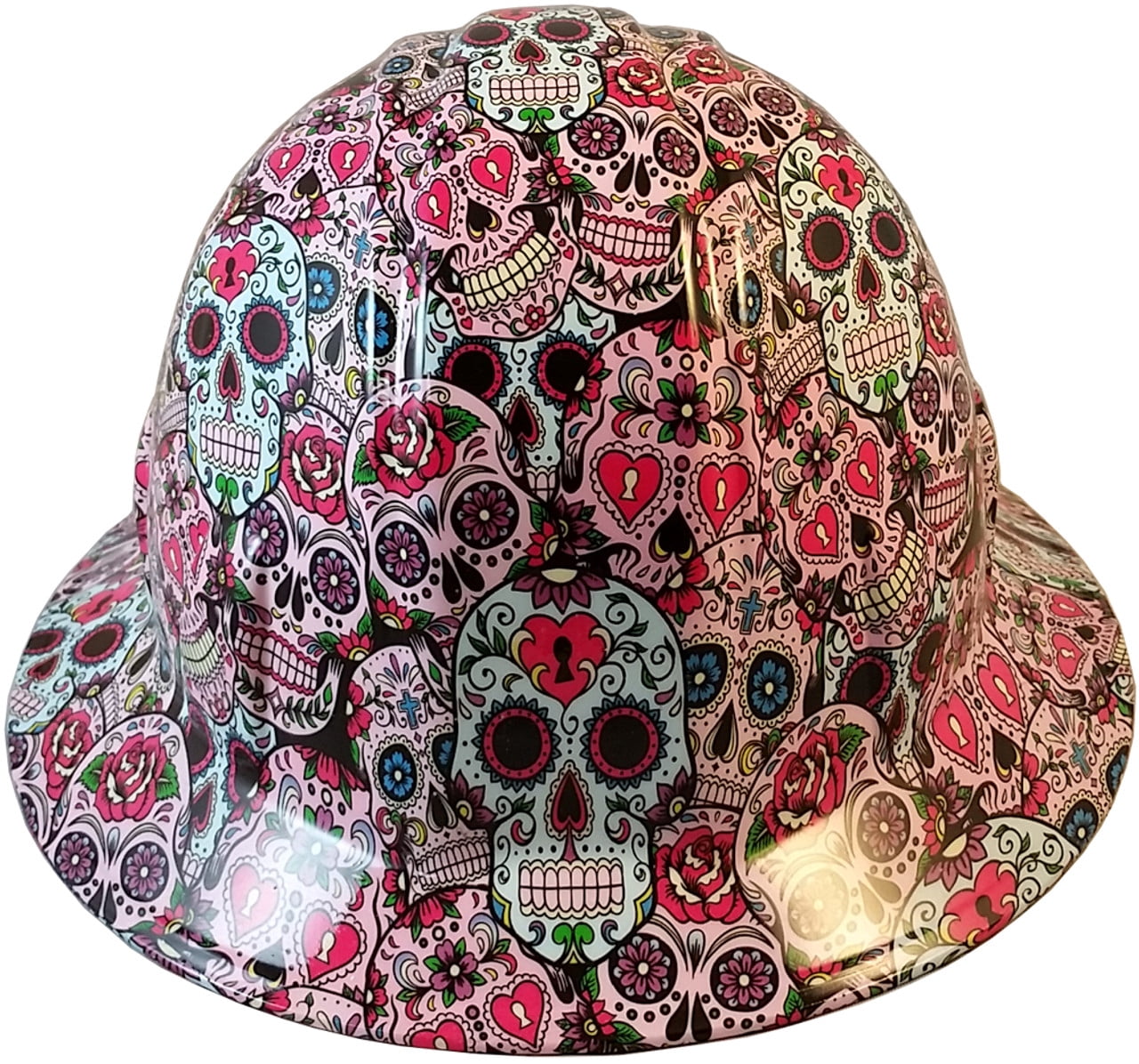 Sugar Skulls Hydro Dipped Hard Hats Full Brim Style with 4 Pt Suspension