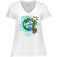 thumbnail image 3 of Inktastic Earth Day Turtle Planet with Waves and Birds Women's Plus Size V-Neck T-Shirt, 3 of 5