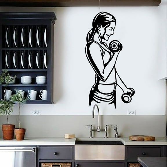 Women Lifestyle Fitness Training Healthy Inspirational Quote Quotes Fitness Healthy Life Style Wall Art Vinyl Sticker Decal Home Décor Work Out Wall Sticker For Home Gym Bedroom Size (10x10 inch)