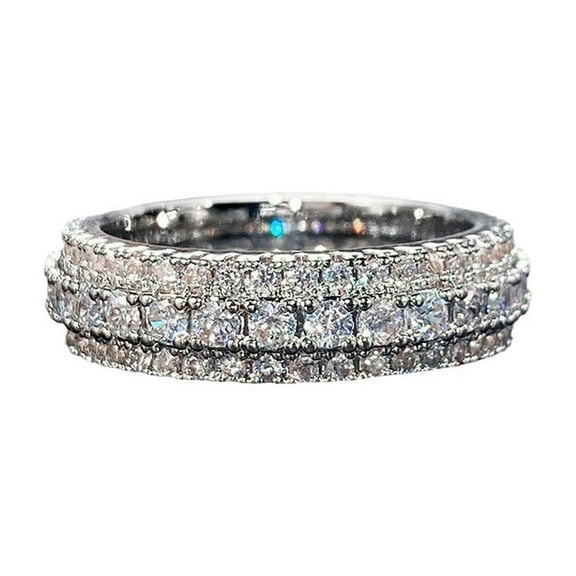 HHBEAUTY New 6Mm Wide Moissanite Wedding Band Solid Silver Ring Eternity Rings For Women Gifts Decoration Jewelry Luxury With You Accessories Trendy Creative Best Gift