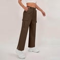 thumbnail image 5 of Women's Cargo Pants Baggy Jeans High Waisted Casual Stretchy Wide Leg Streetwear with 4 Pockets for Women Brown 2XL, 5 of 7