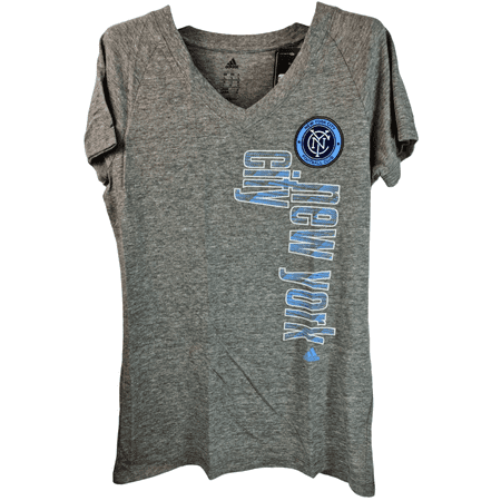 adidas Women's New York City FC Vertical Tri-Blend T-Shirt LARGE - GREY