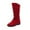 Red, variant on Lovskoo 2024 Women's Knee High Boots Faux Suede Round Toe Warm Retro Shoes Low Heel Western Boots Black