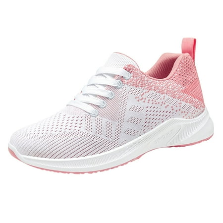 

HGWXX7 Fashion Summer And Autumn Women Flat Mesh Breathable Colorblock Lace Up Casual Style Fall Shoes