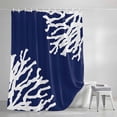 thumbnail image 4 of Shower Curtains for Bathroom-36"x72",Sea Coral Navy Blue Waterproof Bath Curtain Grommet Shower Curtain Set with Hooks, 4 of 9