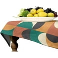 thumbnail image 4 of Mid Century Tablecloth, Abstract Geometric Modern Optical Half Circles Pattern Nordic Style Table Cloth Cover for Indoor Picnic Party, Orange Green Red Rectangle(55x55in), 4 of 6