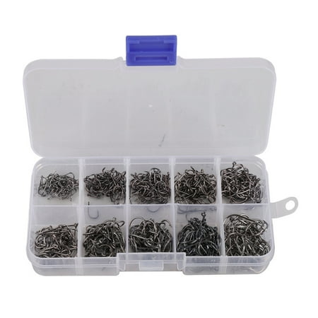 500pcs 10 Different Sizes Circle Fishing Hooks Carbon Steel Fishhook w/Box