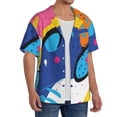 thumbnail image 2 of Naloa Abstract Color Splash Men's Loose Fit Cuban Collar Short-Sleeve Shirt, Hawaiian Shirts, Mens Shirts Casual for Everyday Wear Outings-Medium, 2 of 5
