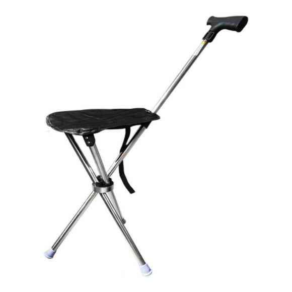 Bastón con asiento,Silla con bastón plegable y fácil de transportar,Asiento de bastón de senderismo ligero,antideslizante y portátil,Silla de camping Taburete de caña con soporte