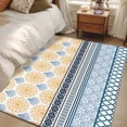 thumbnail image 4 of 3'x5' Area Rugs, Yellow Teal Boho Indoor Outdoor Area Rug for Living Room Bedroom, Vintage Geometric Stripes Abstract Art Washable Bathroom Rugs Kitchen Floor Carpet Mats Home Decor Aesthetic, 4 of 8
