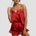 thumbnail image 2 of XINXIAOO Sexy Silk Pajamas for Women Sleeveless Camisole Top Shorts Sleepwear for Casual Summer Pajama Sets for Women 2 Piece, 2 of 8