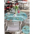 thumbnail image 5 of Outdoor Tablecloth with Umbrella Hole for Patio/Picnic/Party/Camping, Turquoise Farmhouse Waterproof Table Cloth Round Cover Washable, Vintage Teal Wooden (Dia 60"), 5 of 9