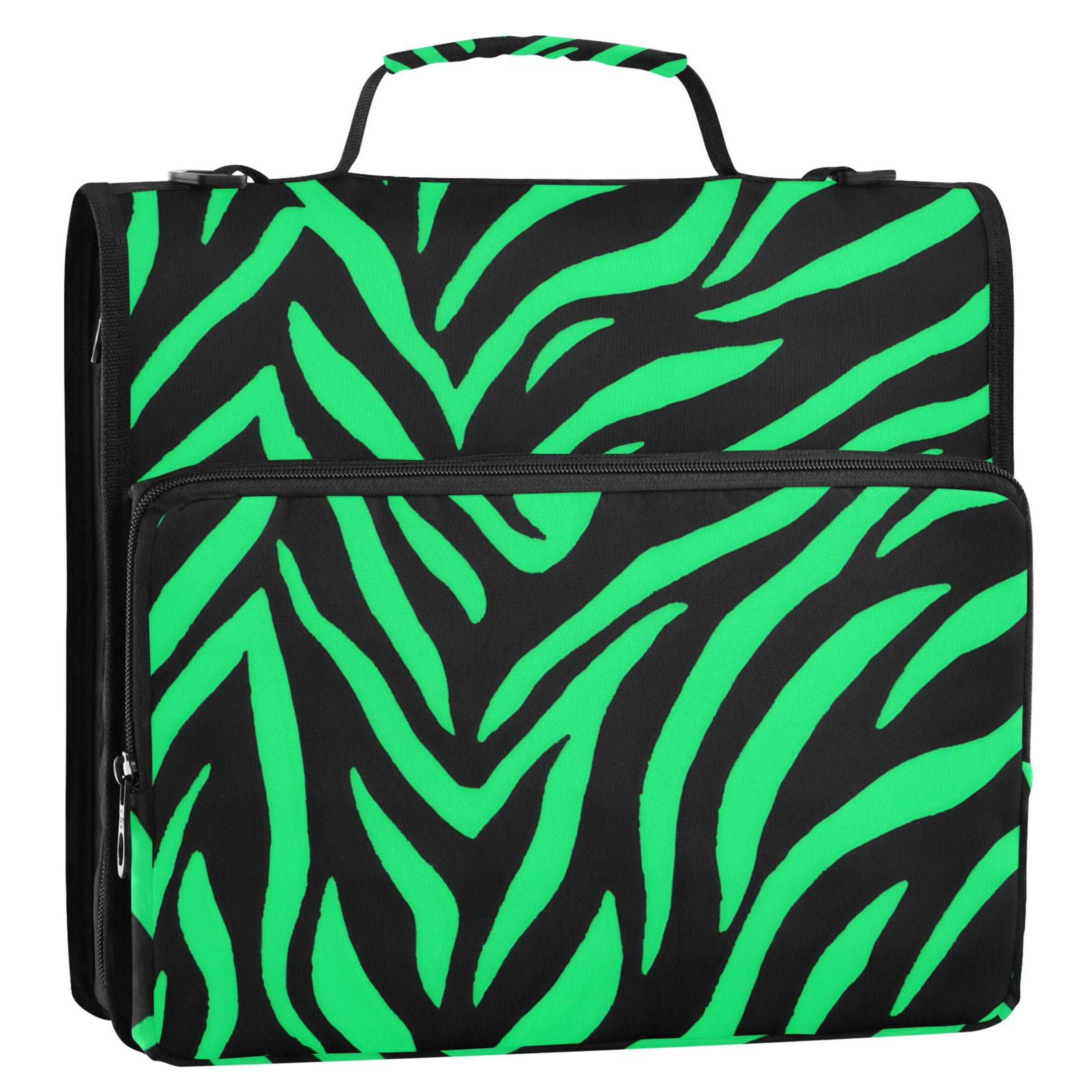 ALAZA Zipper Binder Zebra Stripes Green 3 Ring Trapper Keeper File Folder Organizer Bag
