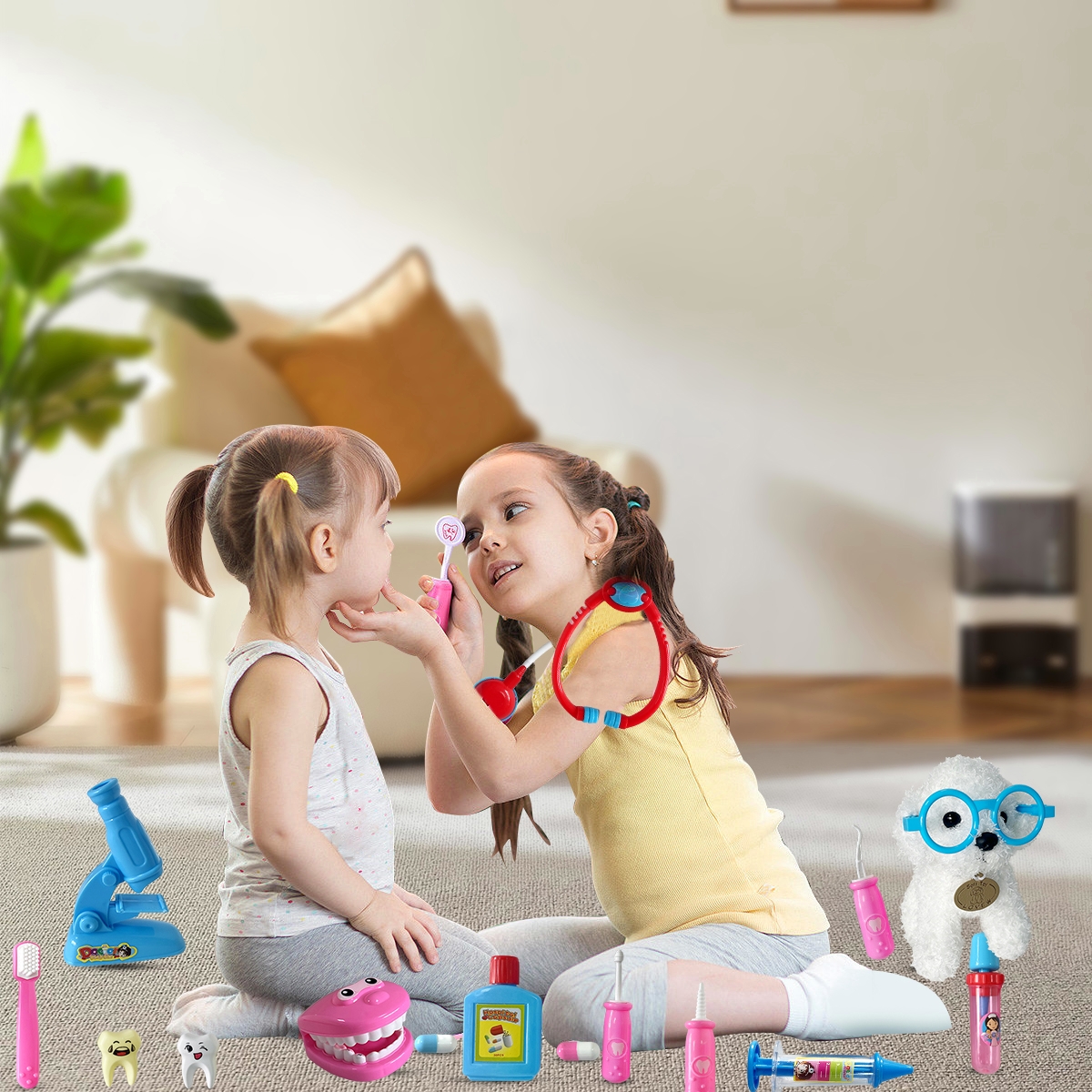 Doctor Kit for Kids Pretend Play Toy for Toddler Dentist Toy with Dog Christmas Birthday Gift for Preschool Boys Girls for Role Play Game 22Pcs
