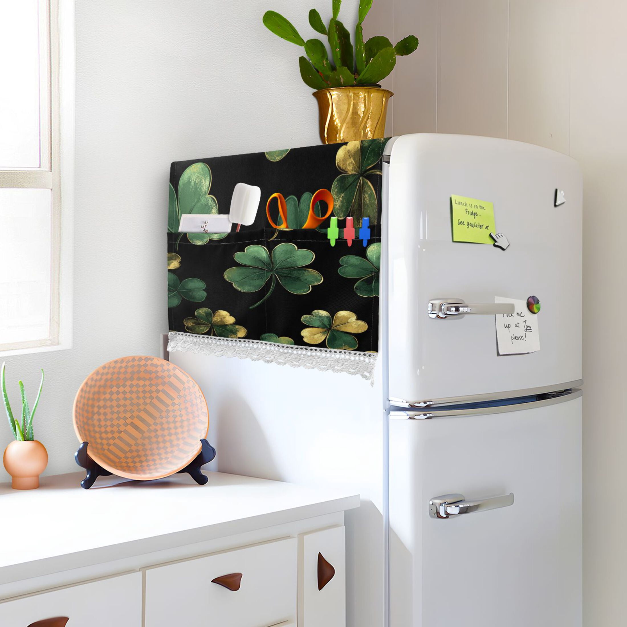 WOBOGO Stpatricks Day Four Leaf Clover Washing Machine Cloth Dryer Refrigerator Top Cover Protective Non-Slip Mat For Kitchen Laundry