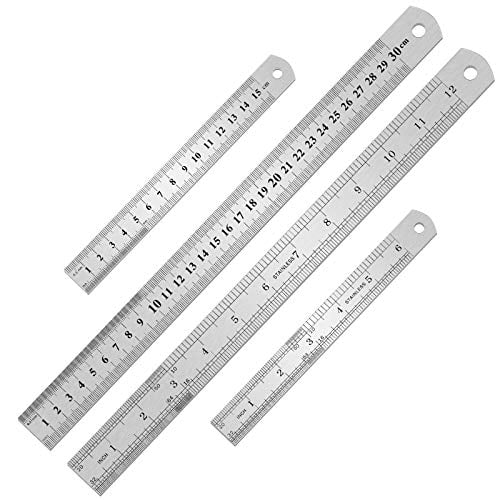 Dual Side Marking with Conversion Table Pack of 3 Pcs Stainless Steel Ruler 6 150 mm 