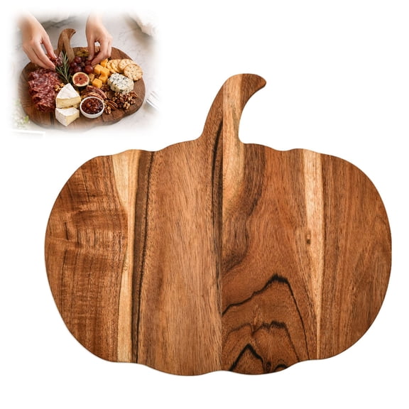 Pumpkin Shaped Wooden Cutting Board, Halloween Fall Serving Tray, Charcuterie Platter, 12 x 13 Inch