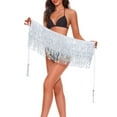 thumbnail image 2 of Zando Sequin Fringe Skirts for Women Tassel Wrap Belly Dance Skirt Sparkly Hip Scarf Glitter Rave Outfits Costume Festival Silver, 2 of 6