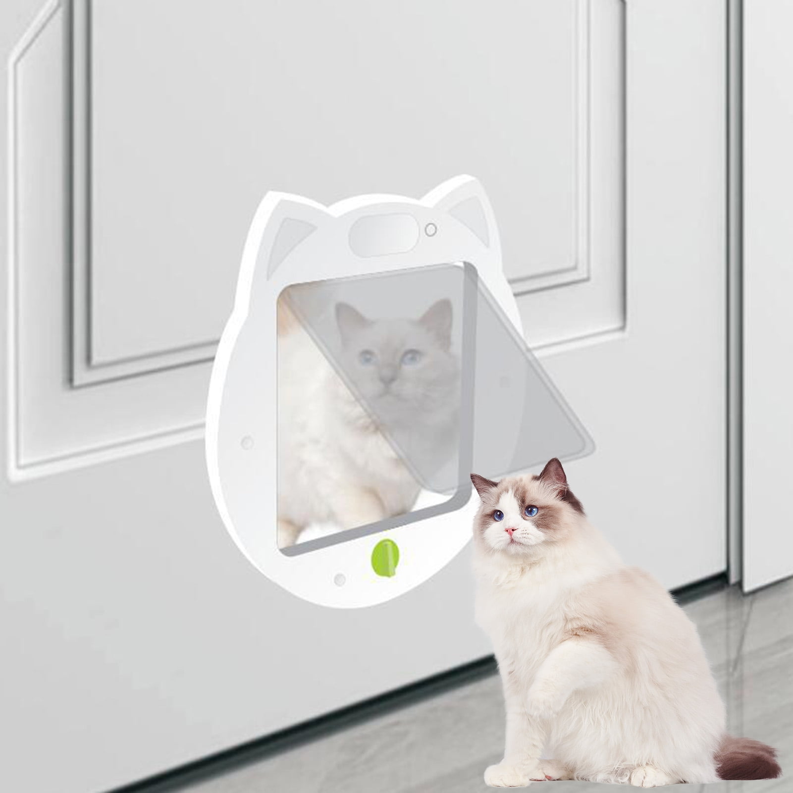 Washranp Large Cat Door,Easy to Install Durable Cute Cat Head Shape Pet