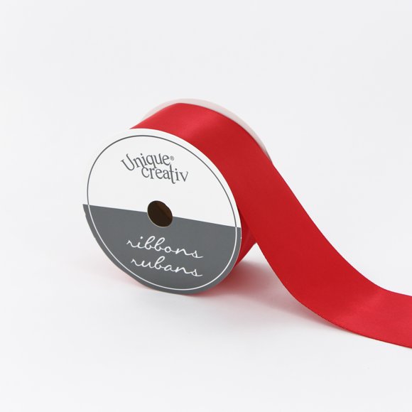 UNIQUE CREATIV Satin Ribbon 38 mm (1.5 in) × 3.65 m (1½ in × 4 yd), Red, 3.66 m (12 ft)