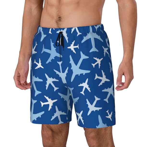 Balery Airplanes in the Sky Bañador para hombre, shorts de playa de secado rápido con entrepierna y forro de compresión-Small