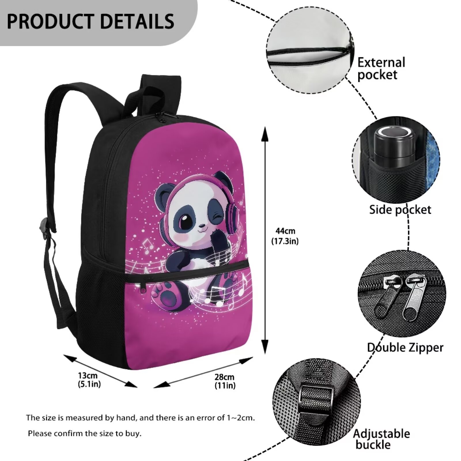 Mochila de Panda Lindo para Niñas de Primaria Púrpura Bolso Escolar para Preescolar Jardín de Infantes Mochila Resistente 5