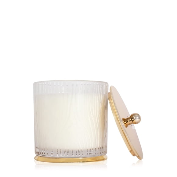 Thymes Frasier Fir Bougie - Collection Dorée - Design Grain de Bois Givré avec Couvercle et Base Dorés - Bougies Parfumées au Pin pour Femmes &