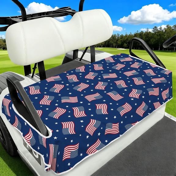 American Flag 4th of July Golf Cart Seat Covers, Universal Fit for EZGO, Club Car, Yamaha 52"x32", 2 Passenger Golf Cart Seat Protector, Durable Washable