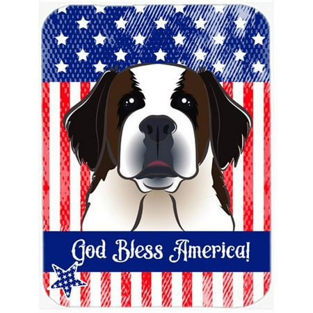 

Caroline s Treasures God Bless Flag with Saint Bernard Glass Cutting Board Large