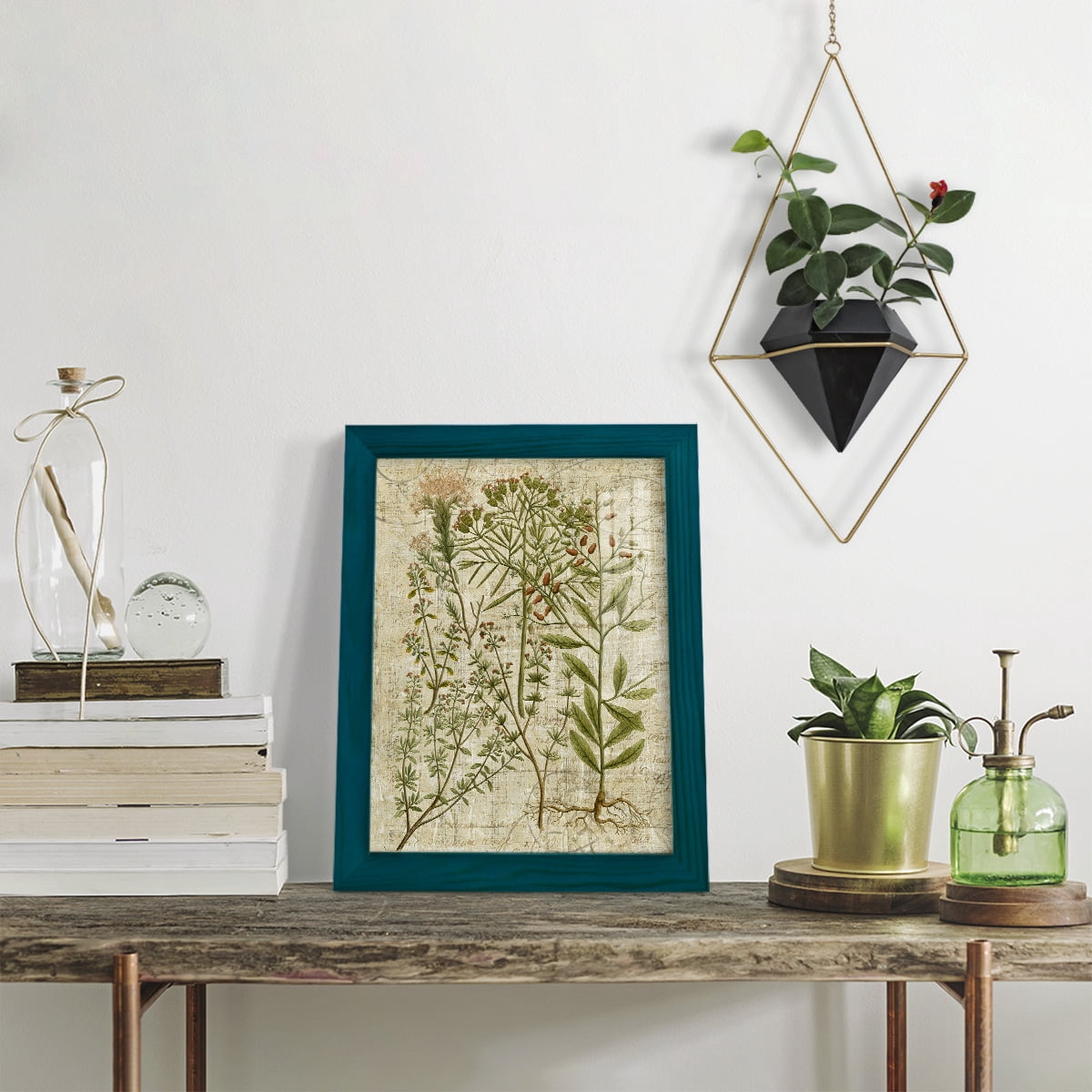 Garden Verses I -Framed Print w/glass-Ocean Blue