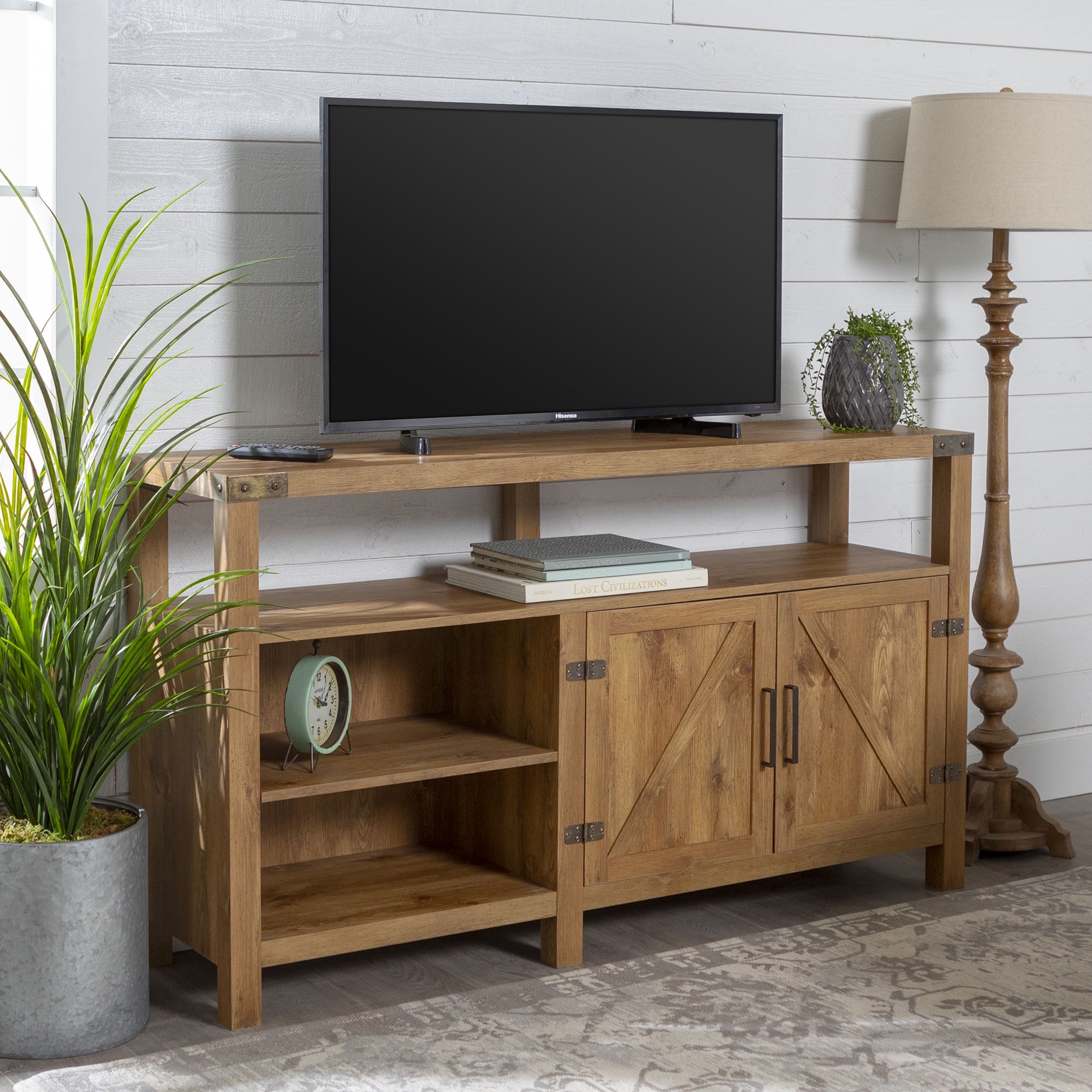Woven Paths Modern Farmhouse Highboy TV Stand for TVs up to 65
