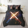 thumbnail image 2 of jejeloiu Lightsaber Fashion Games 7-Piece Twin Bedding Sets,Cartoon Sword Bedding Comforter Set,Orange Black Sheet Sets For Teens,Luxury Bedroom Decor Reversible, 2 of 8