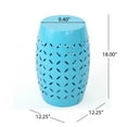 Rosie Outdoor 12" Lace Cut Iron Side Table, Blue