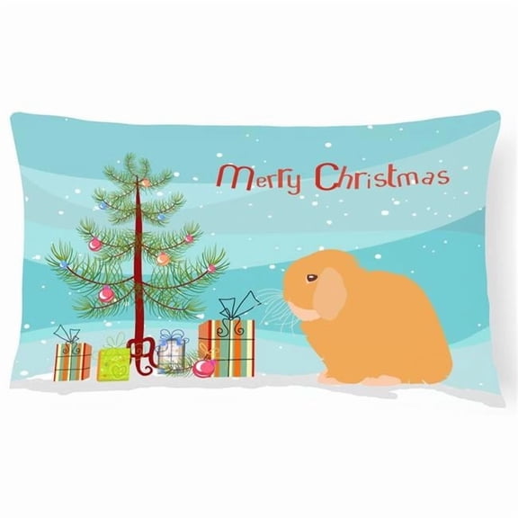 Carolines Treasures BB9335PW1216 Holland Lop Rabbit Christmas Canvas Fabric Decorative Pillow, Teal, 12H x16W,
