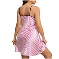 thumbnail image 7 of ylioge Plus Size Nightgowns for Women XL-5X Trendy V Neck Silk Mini Pajama Dresses Ladies Lightweight Stripe Spaghetti Strap Sleepshirts, 7 of 7