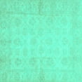 thumbnail image 1 of Ahgly Company Machine Washable Indoor Square Oriental Turquoise Blue Modern Area Rugs, 3' Square, 1 of 4