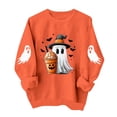 thumbnail image 3 of TKLPEHG Womens Halloween Sweatshirt 2026 Funny Cute Witch Hat Ghost Coffee Cup Graphic Long Sleeve Pullover Crewneck Comfy Holiday Tops Fall Clothes (Orange,M), 3 of 6