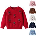 thumbnail image 3 of CPNG Toddler Newborn Baby Girls Knitted Sweaters Round Neck Long Sleeve Pullover Top with 3D Cherry Decor Autumn Winter Soft Warm Casual Sweaters, 3 of 5