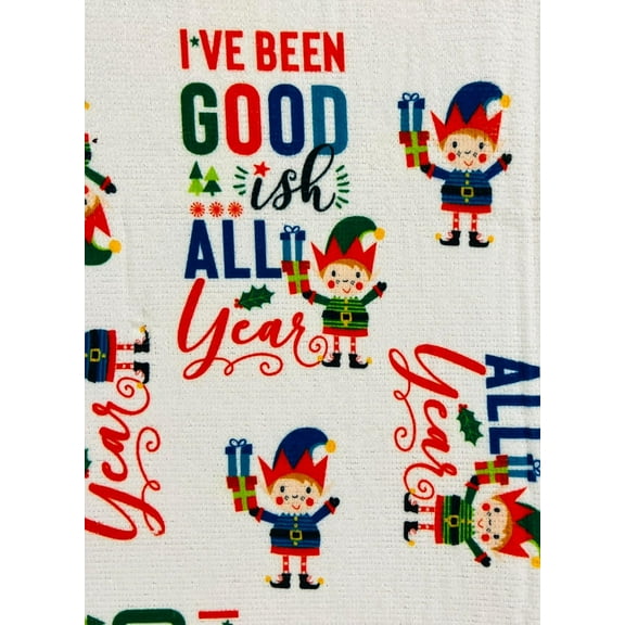 Serafina Home Decorative Holiday Christmas Elves Dish Drying Mat: I've Been Goodish All Year 15" x 20"