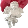 thumbnail image 2 of Molde de pastel de fondant de silicona 3D de ángel de acordeón para decoración de pasteles, molde para hornear, rosa, 2 of 7
