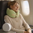 thumbnail image 4 of Memory Foam Travel Neck Pillow Adjustable Drawstring Support Head Rest Breathable Neck Cushion For Airplane Car Office(Green-23Cm), 4 of 7