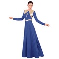 thumbnail image 3 of IDOPIP Women's Liturgical Praise Dance Dress Metallic Cross Lyrical Dancewear Robe Worship Costume, 3 of 7
