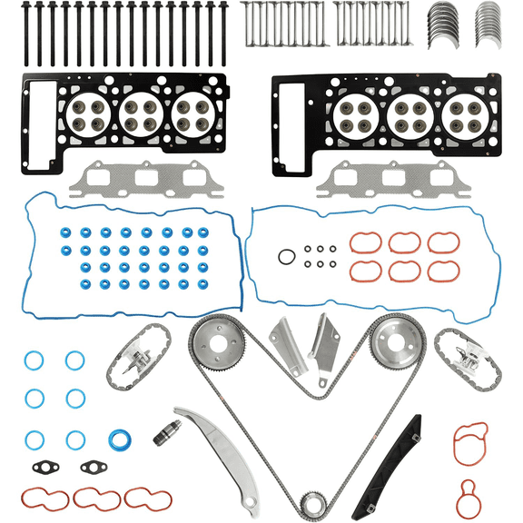 Head Gasket Set Bolts Bearing Timing Chain Kit Valve For Chrysler Sebring Dodge Stratus Magnum 2.7L 2001-2010