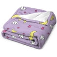 thumbnail image 3 of HAHDAXIA Usagi Blanket Rabbit Moon Pattern Throw Blanket Bedding Room Decor Flannel Blankets for Bed Sofa 60 * 50, 3 of 7